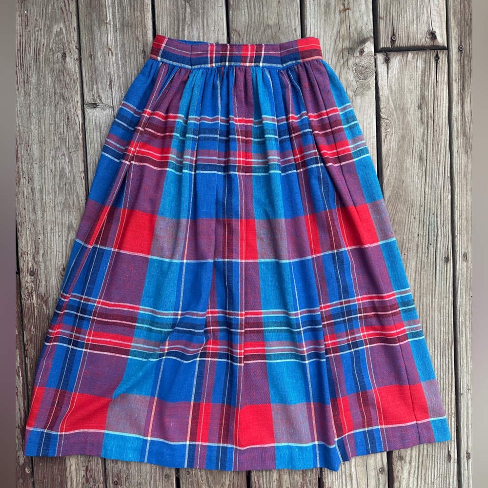True Vintage Plaid Midi Skirt “Pendleton-Style,” Unsized (Modern 0)